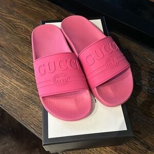Pink Gucci slides